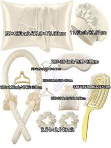 13/10/8/5/1 Piece Set, Sleep & Hair Styling Tools Kit, Includes Curling Iron, Face Massager, 1 Silk Pillowcase, Large Hair & Skin Care Set, No-Heat Silk Hair Curler, Night Hair Curler, 1 Soft Sleep Mask, Ladies Face Massage Roller, 1 Comb, Hair Care Products & Accessories, Hair Styling Tools Set, Curling Products, Travel Essentials, Christmas Gift, Gift For Her