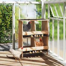 Gallinero de dos pisos de madera maciza – 4 nidos con perchas y suelo aislante – ponedero para gallinas – Nido de madera resistente a la intemperie – 70*38*92 cm – color natural