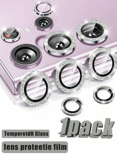 1pack Compatible With Samsung Galaxy Reinforced Glass Rhinestone Lens Protector Film (Silver), Full Coverage Design, Advanced Adhesive, Ultra-Clear, Anti-Scratch, Metal Ring Design, Matte Surface, Compatible With Samsung Galaxy A05S/Galaxy A14 5G/Galaxy A15 And Most Series Applicable To Daily Shield, Office, Home Daily Shield Office Home Phone Camera Cover Sparkling Crystal Waterproof Shockproof Anti-Fall Scratch Resistant