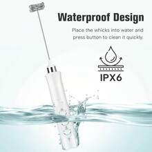 Rechargeable Milk Frother Handheld For Coffee, Stirrers Electric Whisk With Wall Mounted Stand, Drink Mixer Hand Frother Wand - 白色 - 查看 6