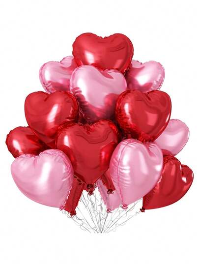 6/12pcs Pink Red Heart Balloons,18 Inch Light Pink Foil Heart Shaped Balloons For Valentines Day Birthday Wedding Engagement Anniversary Party Graduation