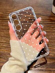 1pc Thick Dot & Letter Printed Transparent Shockproof Phone Case Compatible With Samsung Galaxy S26/S26PLUS/S26 Ultra, S25/S25PLUS/S25 Ultra, A17/A07/A16/A36/A26/A56/A50/A12/A32/A52/A72/A51/A21S/A13/A14, S24/S24PLUS/S24Ultra, S22/A52/A53/A54/A55, S23, 11/12Pro/12/12X/13Pro/14Pro/15Pro, Redmi 10/9/Note9/12c/Note11pro/Note8Pro - Multicolor - View 1