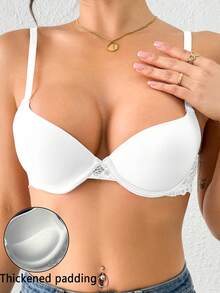 Vadderad push-up-bh i spets för kvinnor - Vitt - Visa 1