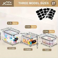 27er Pack Luftdichte Vorratsbehälter | Polypropylen Behälter Set mit Deckeln für Müsli, Pasta, Mehl & Zucker, Spülmaschinenfest, Gull Wing Verschluss, Vielseitig Einsetzbar - 27. Straße - Übersicht 4