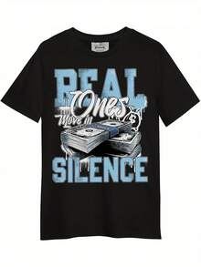 Dunkare Unisex Black Graphic T-Shirt - REAL Ones Move In Silence Design, Soft Breathable Cotton Crew Neck Tee, Lightweight Streetwear Shirt For Men & Women - Inspired By Legend Blue 11s Sneakers - Everyday Casual Wear, Urban Fashion, Bold Design, Comfortable Fit, Short Sleeve Tee, Sneaker Enthusiasts - màu đen - Xem 2
