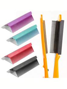 2pcs/Set Hair Straightener, High Temperature Styling Flat Iron With Self-Adhesive Straightening Attachment, Hair Styling Tool, Carbon Fiber Plastic Straightening Comb, Salon And Home Use Hair Straightener, Heat Resistant Carbon Fiber Hair Straightener - Multicolor - View 7