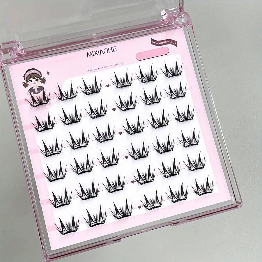 MIXIAOHE Glue-Free Thin Series False Eyelashes Ultra-Thin Natural Cat Eye Style, C Curl, Length 6 To 12 Millimeters, Soft False Eyelashes, DIY Professional Makeup Set, Reusable, Suitable For Beginners And Cosplay Use - 01# - 查看 1