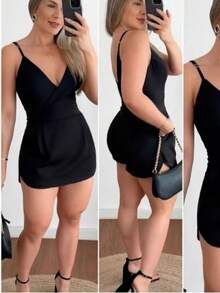 Cruzado  Assimétrico    Férias    MACAQUINHO FEMENINHO ALFATARIA COLECCION NOVA SUPER CONFORTABLE - Preto - Visão 2