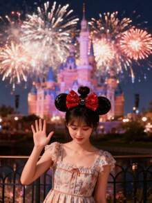 1pc Cute Cartoon Minnie Mouse Ear Headband, Glitter Daisy Duck Minnie Ear Headband, Disney Theme Park Decorative Headband, Suitable For Student Parties, Costume Parties, Role-Playing, Theme Parks And Other Occasions, Headband, Hair Accessory