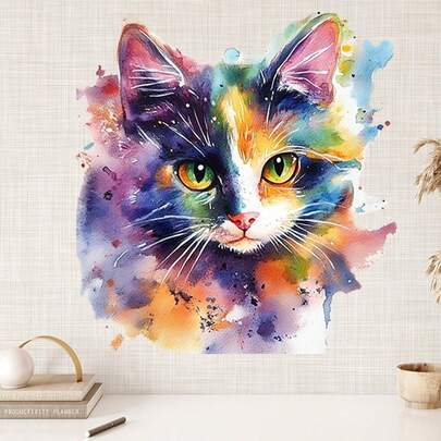 1pc Assorted Cat Decorative Stickers, Perfect For Cat Lovers, Suitable For Living Room, Bedroom, Study Room And More Scenes