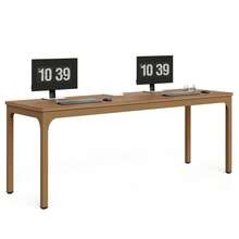 LITTLE TREE 78.7 Inch Extra Long 2 Person Computer Desk - Double Long Workspace For Home Office - Brown - View 9