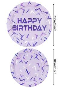 10个/30个/50个装 K-Pop歌手生日派对餐盘装饰 梦幻音乐主题派对纸盘 餐盘 甜点盘 蓝紫色闪光餐具套装 适合女孩男孩生日派对 婴儿派对用品 - 彩色 - 查看 2