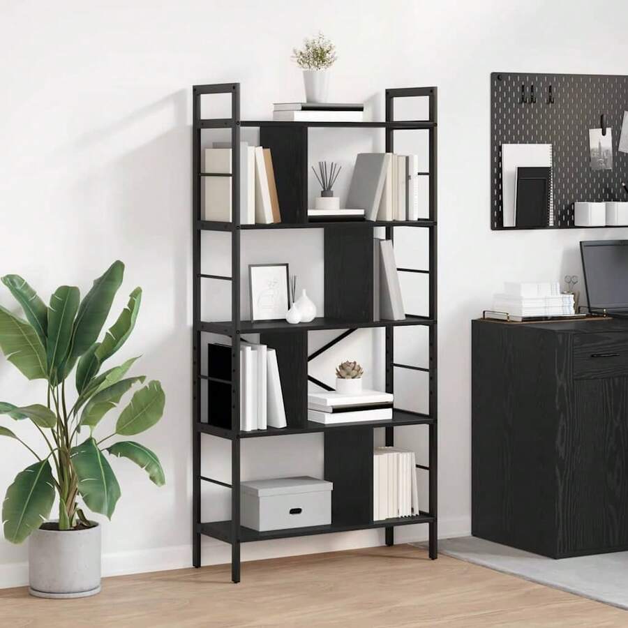 vidaXL Étagère Chêne negro 75 x 30 x 156 cm Madera de ingeniería - Negro - Ver 1