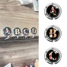 可折叠包包挂钩、钱包挂钩、手提包挂钩、桌面挂架、个性化字母A-Z、钱包夹、女士手提包挂钩、桌面挂架，更好地保护和展示您的包包 - 黑色字母 - 查看 10