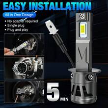 S&D H1 H3 LED Headlight Bulbs High Low Beam 20000LM 6500K White Car Fog Lamps Auto Driving Lights Waterproof 12V - White - View 5
