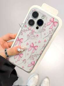 蝴蝶结 1 件装 粉色蝴蝶结 简约苹果 11/12/13/14/15/16/17/Pro Max 手机壳 - 粉色 - 查看 2