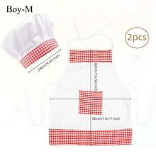 2pcs Red Plaid Baby Chef Outfit Set, Newborn Photography Prop, Includes Heart-Shaped Apron And Hat, Suitable For Studio Shooting - Multicolor - View 7