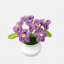 Handmade Flower Finished Products - Forget-Me-Not Artificial Flowers, Small Potted Plants, Home Decoration Ornaments, Creative Gifts, Knitted Flowers - 漸層粉紅色 - 查看 8