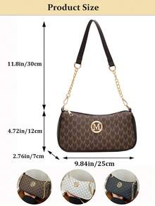 Women's Vintage Crossbody Bag With Gold Chain And M Pattern,Retro Letter Print Shoulder Purse For Women, Chic Crossbody Bag For Travel, Commute, Dates & Daily Outings, Fashion Shoulder Bag, Fashion Handbag, Metal Decoration, Designer-Inspired Tote Bag, Elegant Everyday Clutch, Crossbody Bag,Purse Fits Phone, Wallet, Keys In White, Black & Coffee Brown,The Best Gift Choice, Birthday Gift, Valentine's Day[US Local Warehouse] - 彩色 - 查看 10