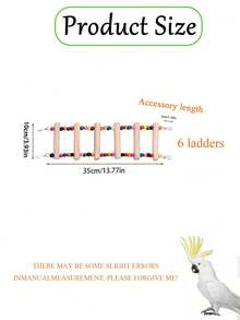 Colorful Wooden Beaded Bird Ladder Toy, Cute Minimalist Hanging Climbing Ladder For Exercise, Chewing And Boredom Relief, Suitable For Parrots, Parakeets And Other Small To Medium Pet Birds(Accessories Will Be Shipped In Random Colors) - Classic Straight Ladder - View 13