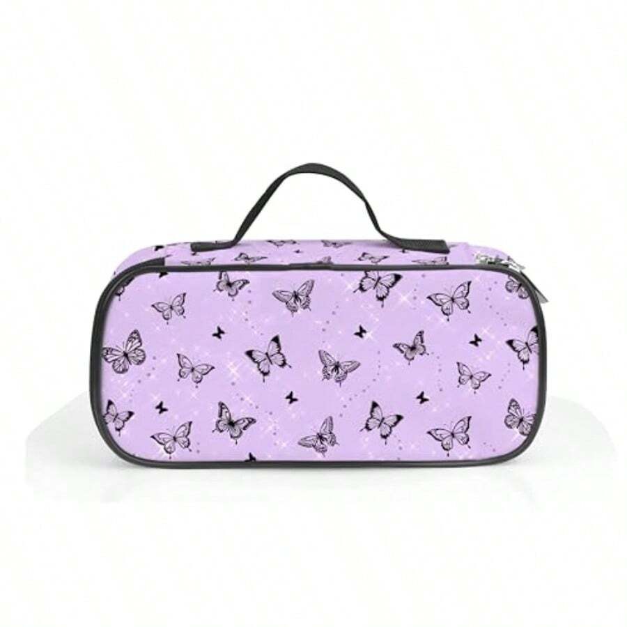 Butterfly Pencil Case Purple Butterfly Pencil Box For Butterflies Pen Bag Large Capacity Butterflies Pen Pouch With Zipper Compartments For School Office - Butterfly01 - Xem 1