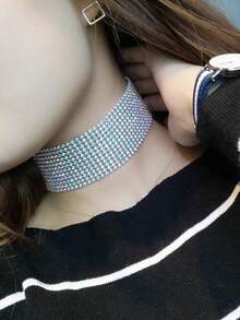 1 pieza Collar gargantilla con strass, adecuado para bodas, fiestas y uso diario de mujeres - vistoso - Ver 1