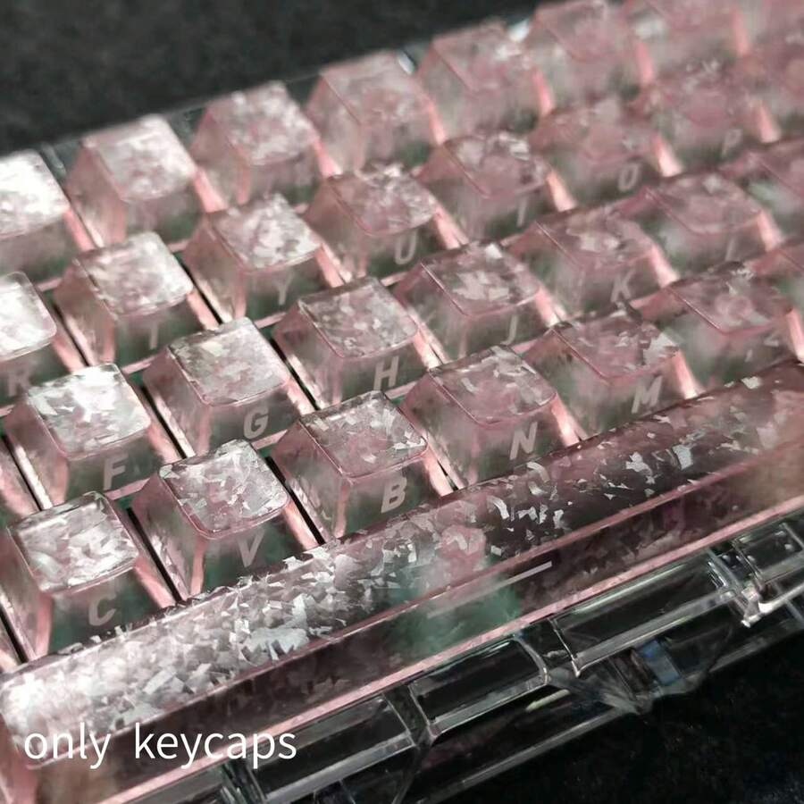 119 Keys Pink Carbon Fiber Textured Side-Printed Keycaps - Pink - View 1