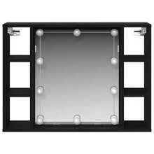 vidaXL Armario espejo marrón negro 76 x 15 x 55 cm madera de ingeniería - Negro - Ver 3