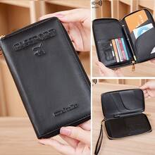 RFID Blocking Passport Holder Card Wallet, Multi-Functional Large Capacity Travel Wallet With Card Slots, ID Window, And Wrist Strap