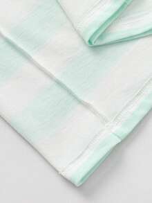 Balabala Young Boy Soft Fabric Cartoon Smiley Face Striped Print Round Neck Short Sleeve Casual T-Shirt, Loose Fit - White Green Tone - View 9