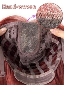 渐变红色假发，长波浪卷发，中段无刘海，26英寸，适合女性在圣诞节、万圣节、音乐节、派对和日常佩戴。 - 漸層紅色 - 查看 5