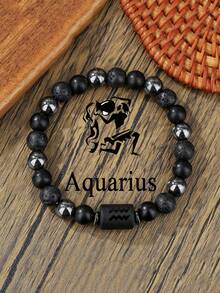12 Zodiac Signs Natural Volcanic Stone Black Vintage Bracelet, Handmade Couple Bracelet Wholesale - Bracelet - View 18