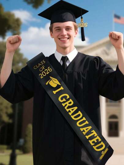 2026届毕业绶带和流苏帽，毕业典礼装饰配件，毕业派对造型道具，适合大多数人，毕业派对的完美之选