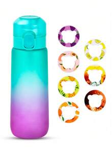 1pc Ombre Water Bottle With 1 Random Fragrance Capsule, Sugar-Free & Calorie-Free, With Straw, Suitable For Outdoor Sports, Leak-Proof Design, Applicable For Gym, Running, Sports And Other Occasions - Multicolor - View 7