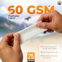 AdventureFresh Outdoor Wipes 60 GSM  Wet Wipes Alcohol-Free Aloe Chamomile Flushable Body Wipes For Camping Hiking Travel Emergency Use Pack Of 1 - 25裝,1包 - 查看 3
