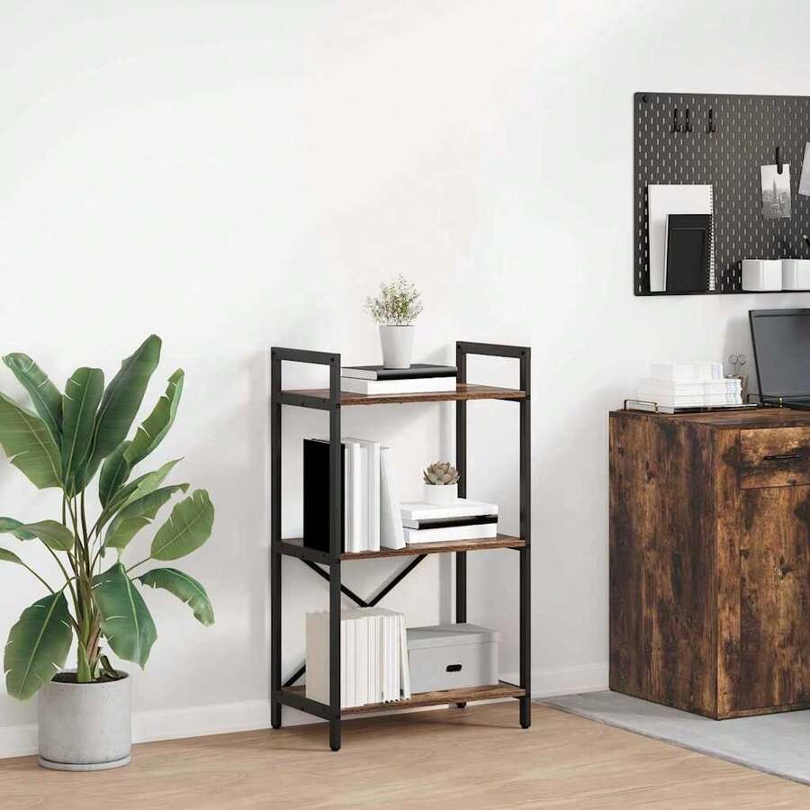 vidaXL Étagère Chêne fumé 56 x 34 x 96 cm Bois d'ingénierie - Tabac - Voir 1