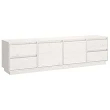 vidaXL Mueble TV blanco 176x37x47,5 cm madera de pin macizo - Blanco - Ver 2