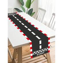 1pc Football Theme Table Runner, 180*35cm Polyester Tablecloth, Football Themed Tablecloth, Football Party Decor, Football Birthday Party Supplies, Football Event Decoration, Home Decor, Kitchen Decor, Dining Table Decor, Holiday Party Supplies, Bridal Shower Favor, Baby Shower Decor, Wedding Guest Gifts - 賽道 - 查看 3