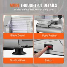 Meat Slicer, 180W Electric Deli Food Slicer With 7.5" SUS420 Stainless Steel Blade And Blade Guard, 0 - 0.6 Inch Adjustable Thickness For Home Use, Easy To Clean, Cut Meat, Bread, Ham And Cheese - Bạc - Xem 6