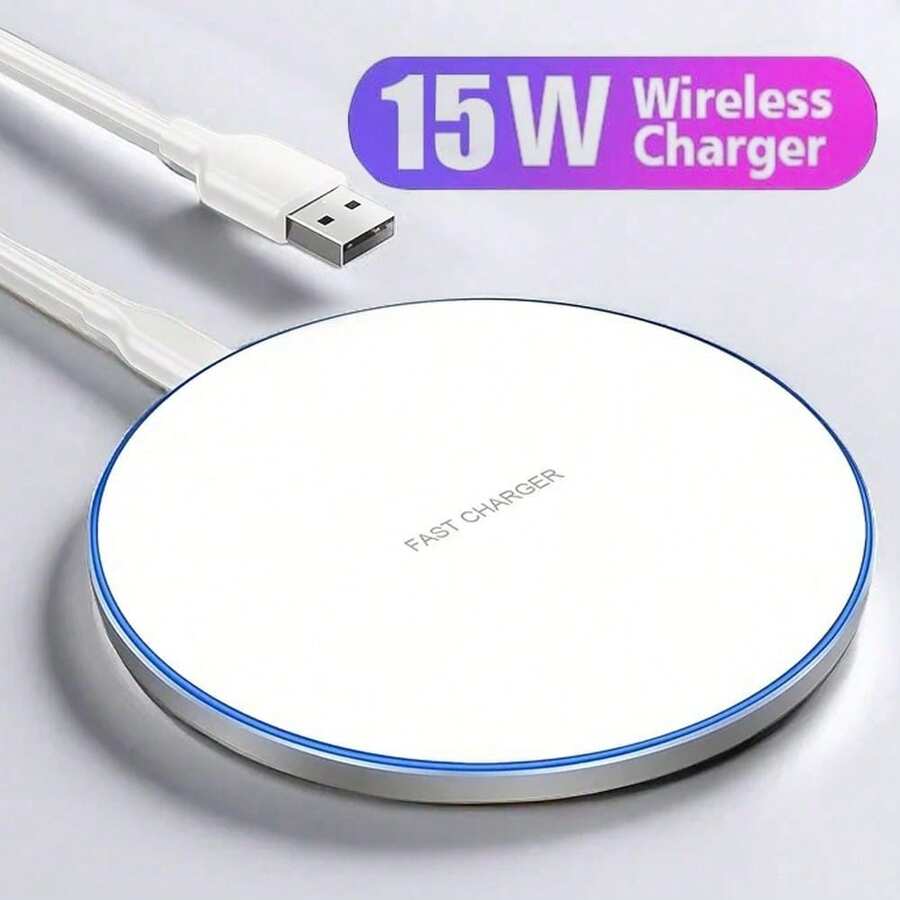 15W Wireless Charger Compatible With IPhone 17, 16, 15, 14, 13, 12, X Pro Max, Induction Fast Charging Pad Base, Compatible With Xiaomi