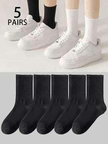 20/15/10/5/3/1 Pairs Thick Moisture-Wicking Long Socks, Including White Socks, Black Socks, Thigh-High Socks, Long Socks, Women's Socks, Knee-High Socks, Soft Women's Socks, Regular Women's Long Socks, And Daily Mid-Calf Socks