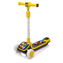 Kids Ride On 3-Wheel Scooter W/Buildable Blocks, PU Flashing Wheels And Folding Kick Scooter,Thickened Custom Aluminum Tube,5-Position Height-Adjustable Handlebar&One-Touch Footbrake For Kids Aged 3-9 - Yellow - View 1