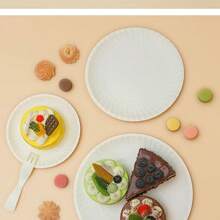 200pcs/100pcs Disposable White Round Paper Plates, Suitable For Birthday, Wedding, Picnic, Painting Palette, Food Display, Holidays And Events - White - View 1