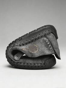 Salkin 经典设计师手工男士乐福鞋，纯色仿麂皮鞋面，侧拉链，休闲一脚蹬鞋，内衬柔软舒适，防滑橡胶外底，适合户外散步和驾驶 - 灰色 - 查看 5