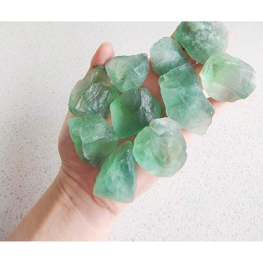 1 Lb Rough Crystals Bulk Healing Stones Tumbling, Wire Wrapping, Wicca Reiki,Meditation - Green Fluorite Quartz - View 1
