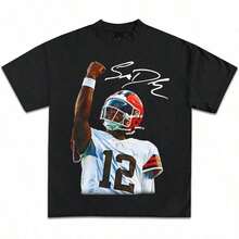 Vintage T Shirt, Sports Fan Apparel, Football Fan Gift, Football Tee , Sports Tee Unisex,Tees For Fans - 黑色 - 查看 1