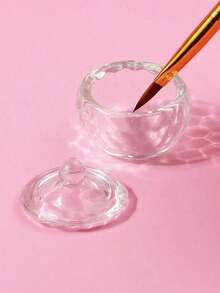 Klimonla 1pc Heart Shaped Nail Art Pen Cleaning Cup,Nail Supplies,Nail Tools,Nail Art Tools,Back To School,Nails,Nail Tools For Press On Nails - Clear 3 - 查看 2