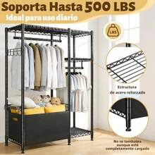 CYPNJeeLeeko Perchero de Ropa Resistente de Metal con Cesta Inferior Rack para Ropa con Estantes Closet para Ropa Independiente para Recámara Lavandería o DepartamentoFashion - 219666165 - Ver 3