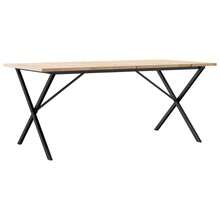 vidaXL X-förmiger Esstisch 180x90x75,5 cm, massives Kiefernholz, Stahl - Braun - Übersicht 2