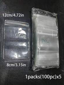 5 Packs (500Pc) PVC Transparent Jewelry Bags - Resealable Self-Adhesive Pouches For Rings, Bracelets & Necklaces | Dust-Proof Organizer For Home, Travel & Retail Packaging